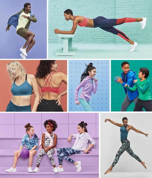 athletic wear, workout clothes, sports apparel, fitness clothing, active leggings, performance wear, sports bras, brand awareness, lifestyle, minimalist, energetic, fresh, blue, purple, pink